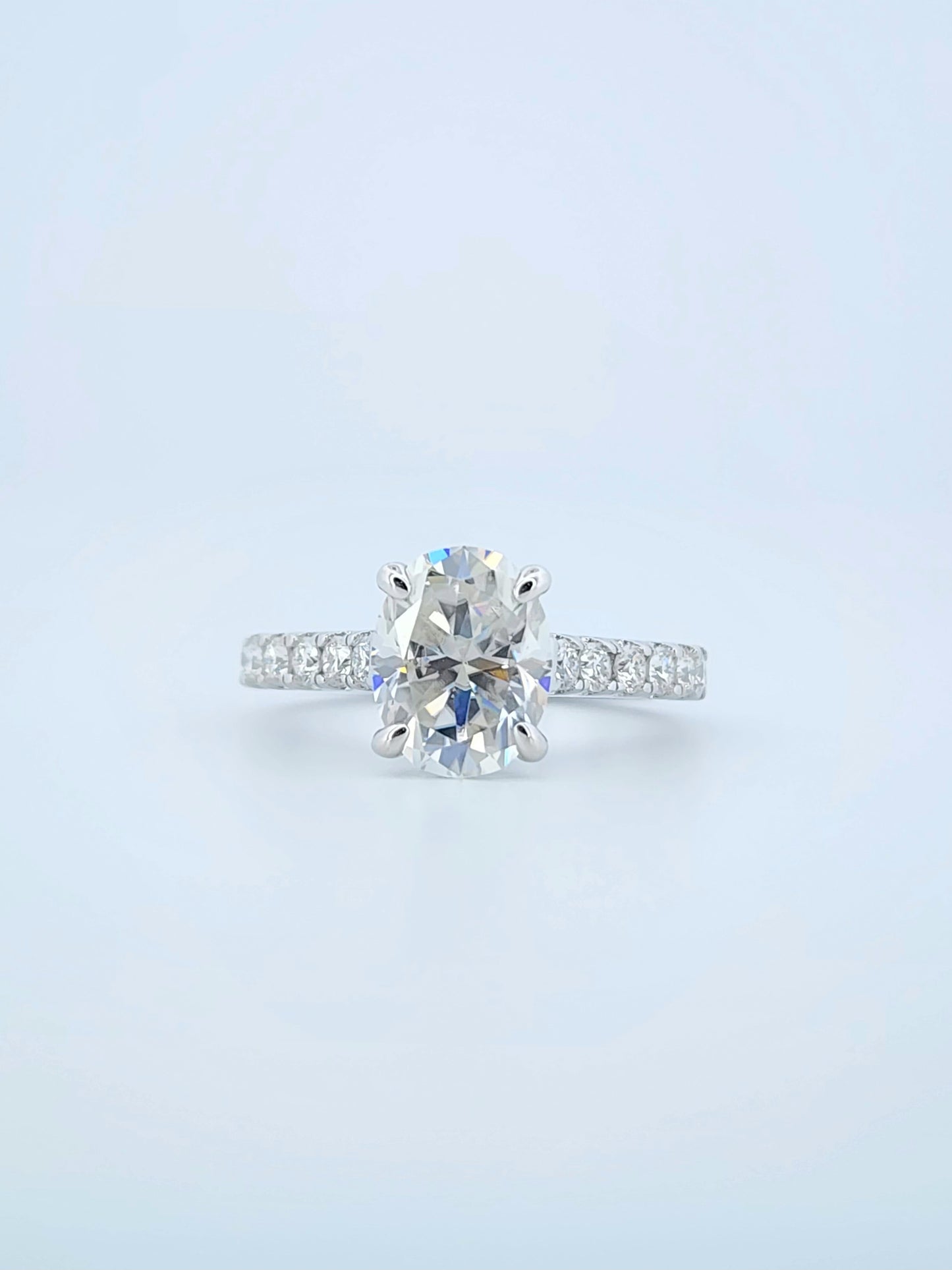 2ct Oval Cut Moissanite Engagement Ring 925 Sterling Silver 18k Gold Plated