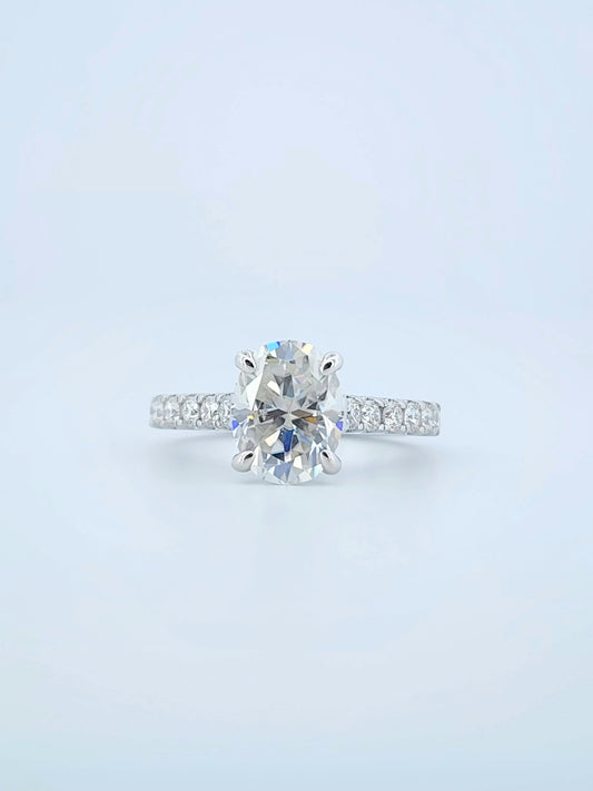 2ct Oval Cut Moissanite Engagement Ring 925 Sterling Silver 18k Gold Plated