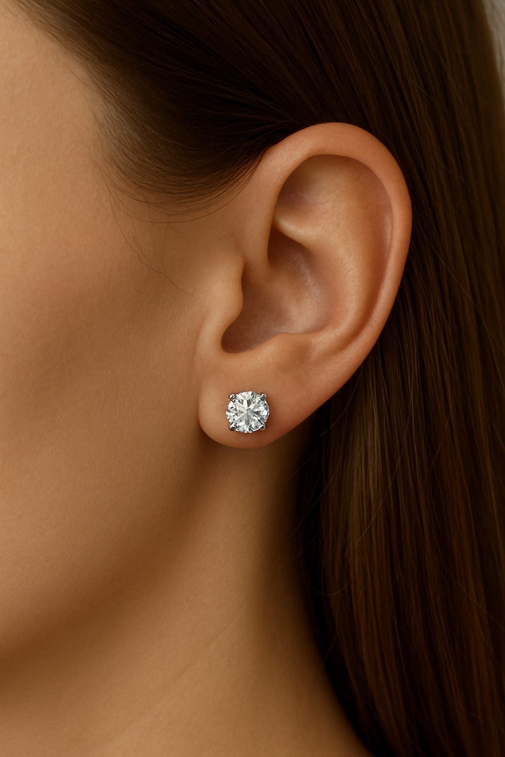 2 ctw Round Cut Moissanite Stud Earrings 925 Sterling Silver