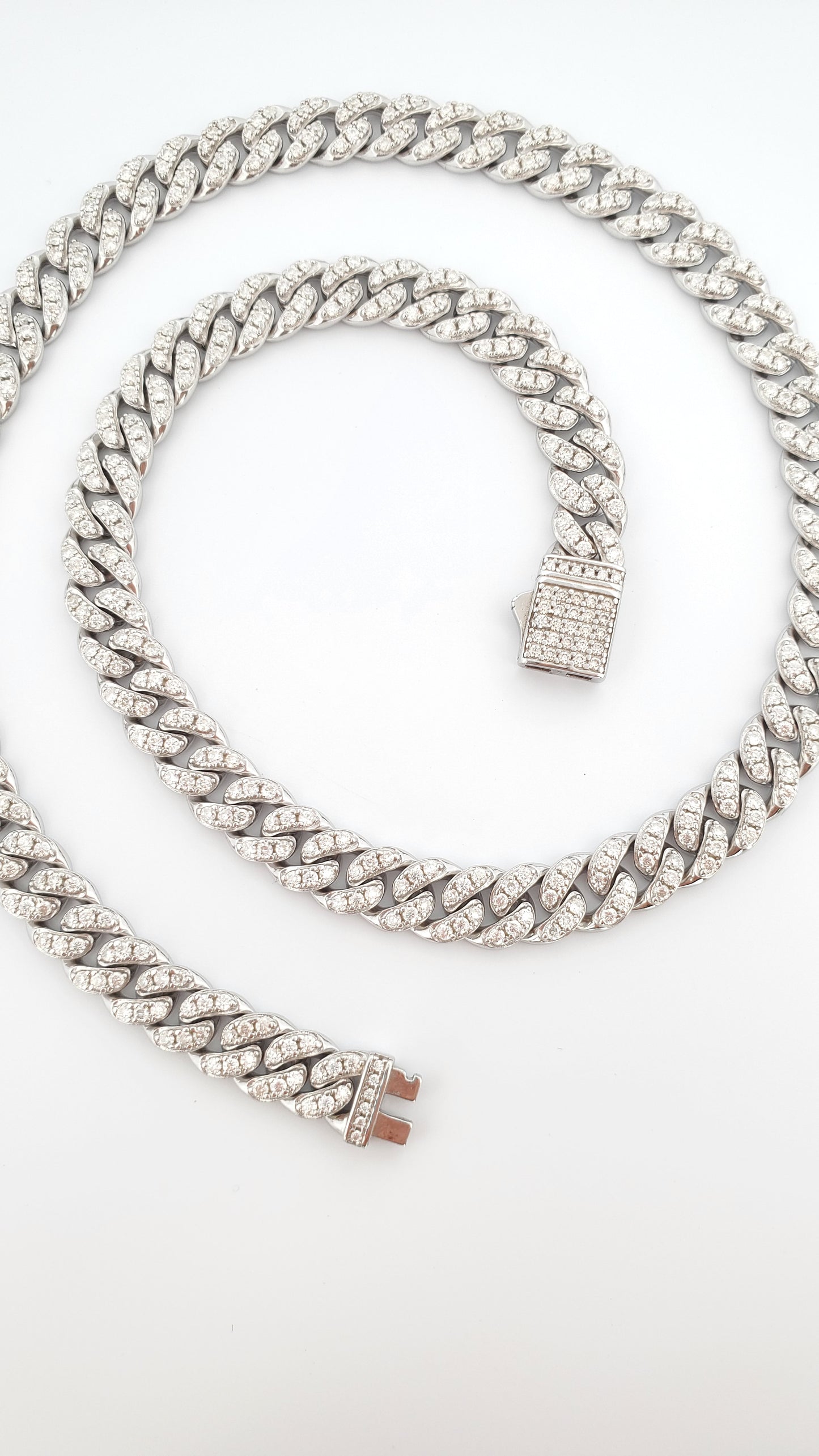 8mm Moissanite Cuban Chain Necklace 925 Sterling Silver